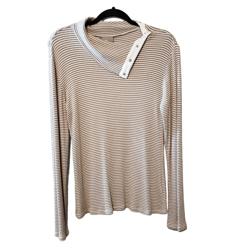 Dolan left coast collection womens striped stretch‎ knit top long sleeve size L